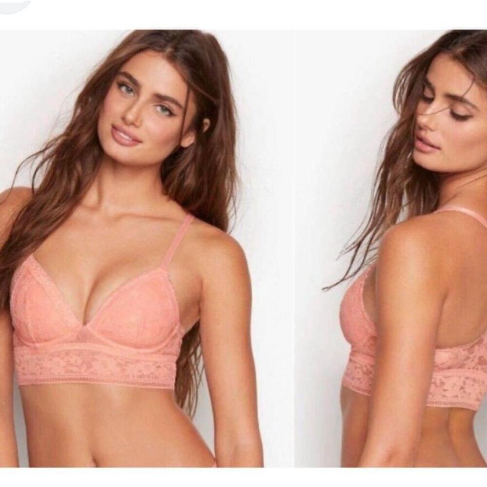 Victoria's secret wireless lace bralette peach orange Large